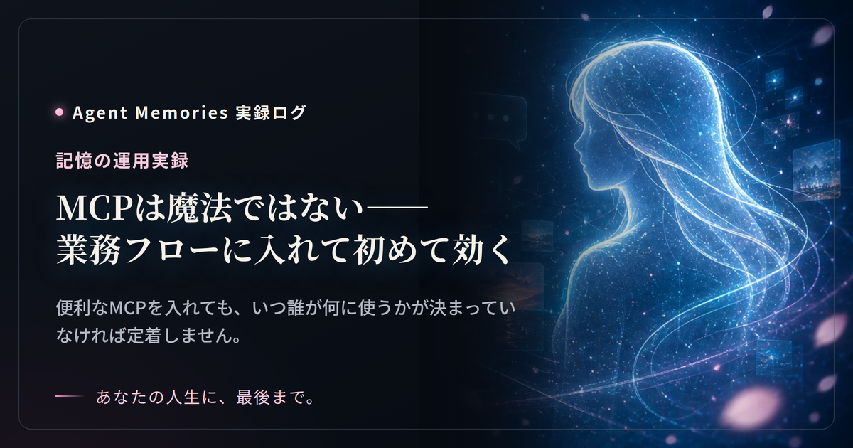 MCPは魔法ではない——業務フローに入れて初めて効く